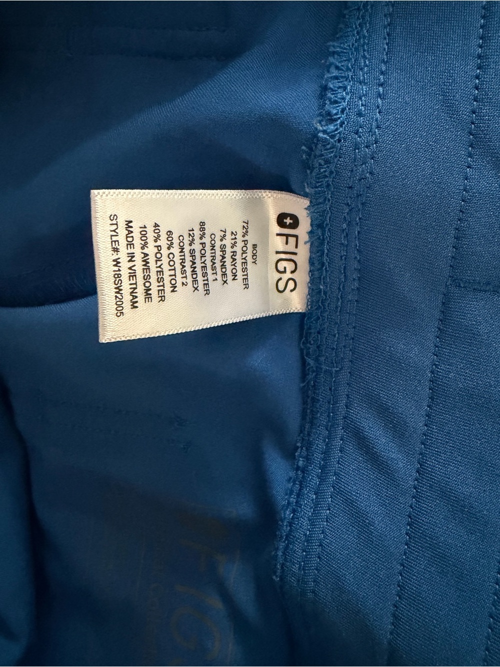 Figs Women’s Royal Blue Cargo Jogger with Light Blue Drawstrings - Picture 6 of 6